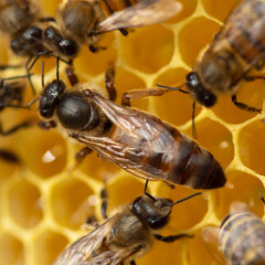 A queen with an egg emerging from her abdomen.