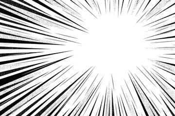 Fototapeta premium Dynamic speed lines emanating from a bright white explosion isolated on transparent background
