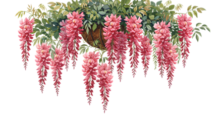 Beautiful hanging pink flowers for decoration, ideal for interior design and floral arrangements - Isolated White Background