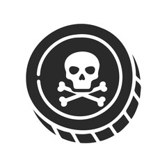 Fototapeta premium Skull and crossbones inside tire icon for hazard warning