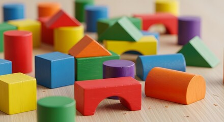 Playful Exploration of Colorful Geometric Shapes for Children&rsquo;s Learning in a Bright Classroom Environment