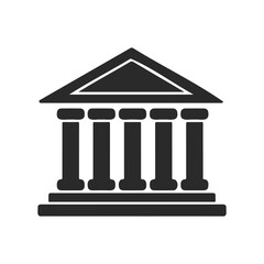 Fototapeta premium Classical greek-inspired building with pillars icon in black