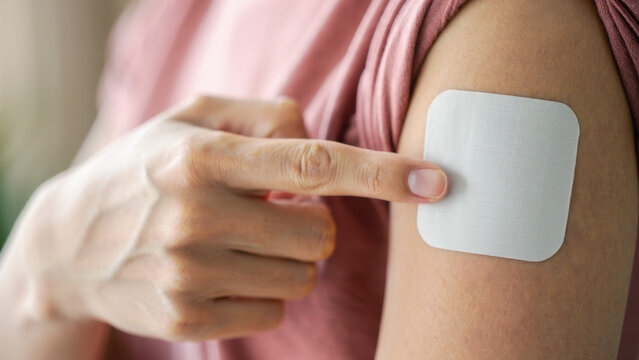 GLP-1 patch on arm, weight loss treatment, semaglutide liraglutide therapy, appetite suppressant, insulin regulation, modern medical solution