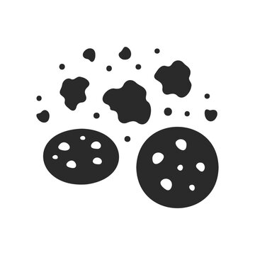 Abstract black and white cookie and crumbs silhouette design