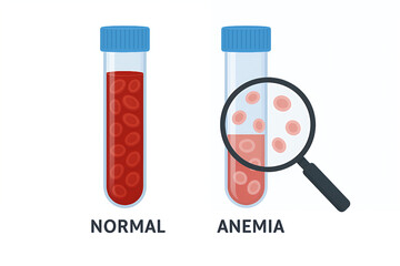 Normal vs anemia comparison illustration, anemia concept image, medical concept image 