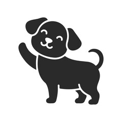 Adorable cartoon puppy silhouette waving
