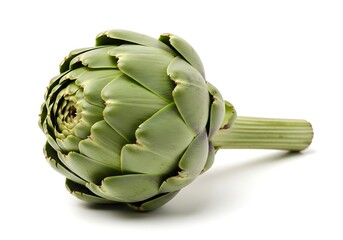 Fresh green artichoke isolated on a pristine white background