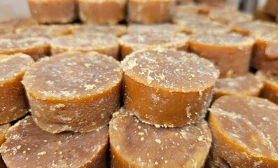 Brown sugar displayed in a shop for sale