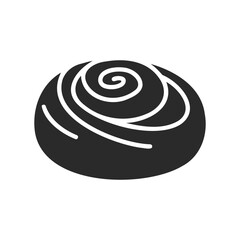 Black and white cinnamon roll icon with swirl design
