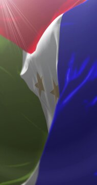 South Caribbean Coast Autonomous Region Flag, Nicaragua. Loop. 4K Vertical