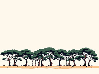 African Savannah Landscape Vector Illustration