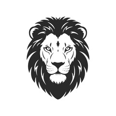 Fototapeta premium Black and white lion head illustration with majestic mane