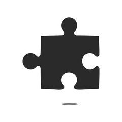 Black silhouette of a puzzle piece on white background