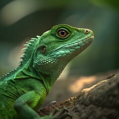 Small Green Iguana Closeup