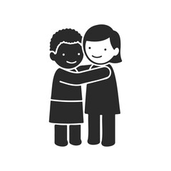 Fototapeta premium Silhouette of diverse children embracing friendship and unity