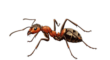 Detailed Illustration of a Red Ant in Dynamic Pose.
