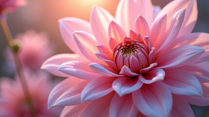 Pink dahlia flower closeup bloom