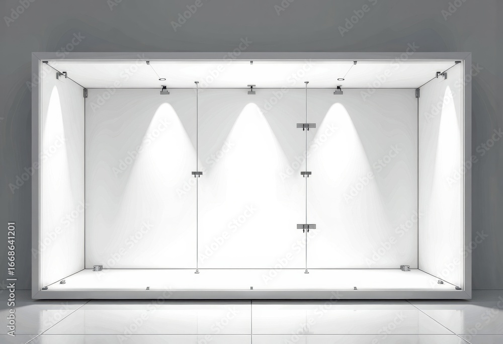 Poster Exhibit case with blank panels and secure locks for display purposes