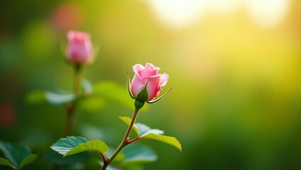 Pink roses bloom in sunlight