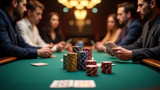 Poker game with chips and cards