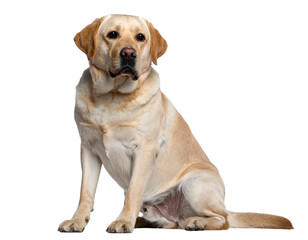 Fototapeta premium Labrador Retriever Sitting Pose, Front View, Isolated