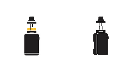 Black electronic cigarette vape device in two different views