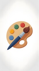 A paintbrush and paint cans