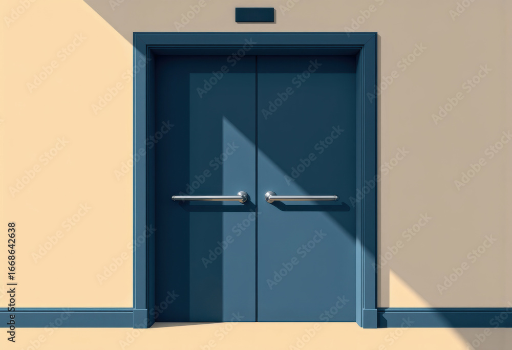 Poster closed elevator doors with a covered floor indicator in a modern setting