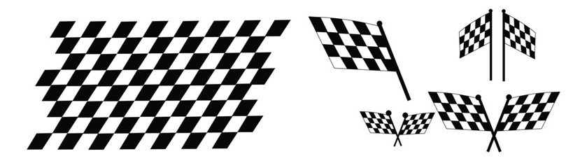 Racing Cars & Race Car Stripe Vector Set – Checkered Flags, Finish Line, Motorsport Graphics