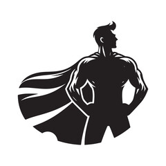 superhero pose vector silhouette clip art logo design illustration. superhero city sports icon collections.