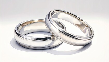 Elegant white gold wedding bands with subtle grooved detailing, symbolizing eternal love and commitment