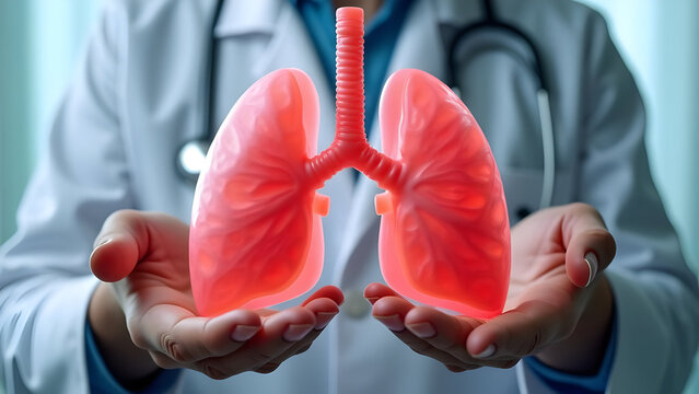 Doctor Demonstrates Pulmonary Fibrosis Progression