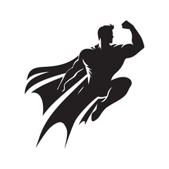 superhero pose vector silhouette clip art logo design illustration. superhero city sports icon collections.