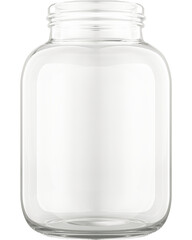 Empty glass jar, transparent background