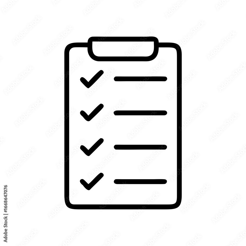 Poster A clipboard with check marks and lines indicating items completed on a task list or survey form itemized list