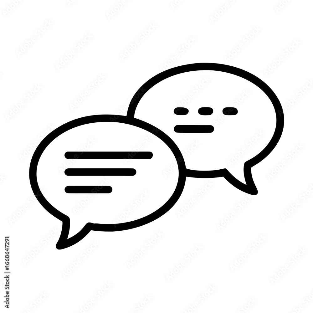 Poster two speech bubbles overlapping each other with horizontal lines inside on a white background vector 