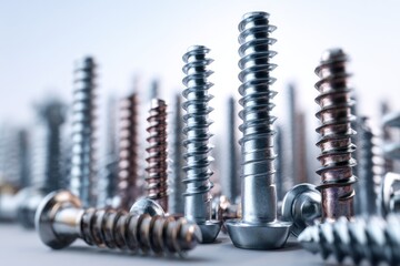 Close-up of various screws and bolts