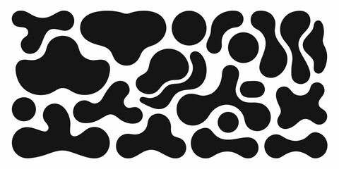 Abstract Black Blob Pattern on White Background