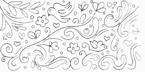 Ornate Floral and Bird Pattern Design