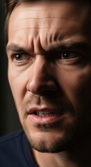 Fototapeta premium Close-up portrait of a man with an angry expression
