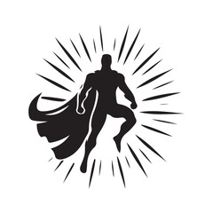 Fototapeta premium superhero pose vector silhouette clip art logo design illustration. superhero city sports icon collections.