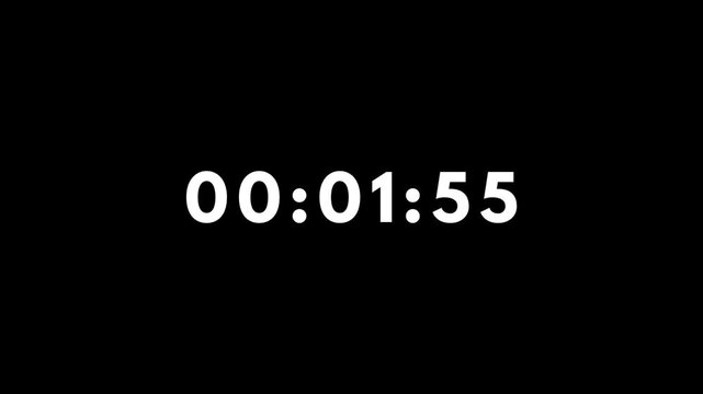 2 minutes countdown video animation black background 