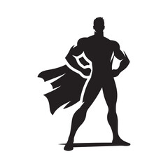 superhero pose vector silhouette clip art logo design illustration. superhero city sports icon collections. © MdBadal