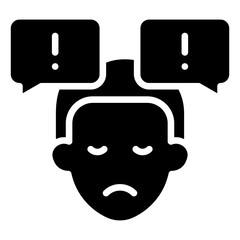 Mental Stigma Glyph Black Silhouette Icon Design Vector - Raising awareness to reduce stigma and negative perceptions around mental health and illness