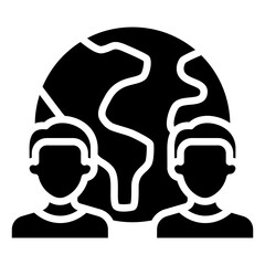 Public Awareness Glyph Black Silhouette Icon Design Vector - Global community awareness symbol showing unity in facing infectious disease challenges