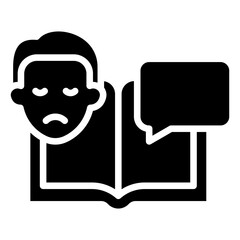 Stress Education Glyph Black Silhouette Icon Design Vector - Education and awareness on stress management techniques for mental resilience and wellbeing
