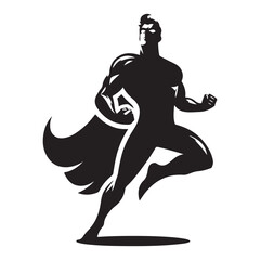 superhero pose vector silhouette clip art logo design illustration. superhero city sports icon collections.