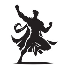 Fototapeta premium superhero pose vector silhouette clip art logo design illustration. superhero city sports icon collections.