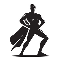 superhero pose vector silhouette clip art logo design illustration. superhero city sports icon collections.