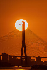 sunset over the bridge